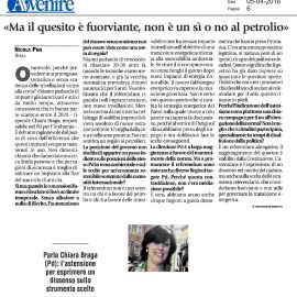 TRIVELLE -Avvenire, Braga (Pd): «Ma il quesito è fuorviante, non è un sì o no al petrolio”