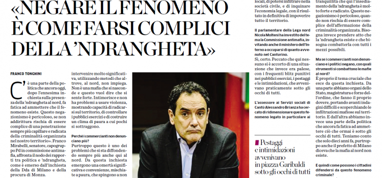 ‘NDRANGHETA a CANTU’, intervista a Franco Mirabelli, senatore, capogruppo PD Commissione Antimafia