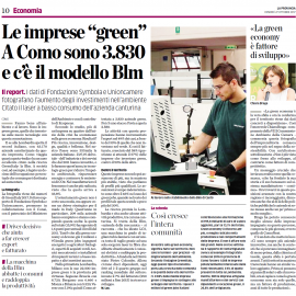 GREEN ECONOMY fattore di sviluppo, a COMO le imprese green sono 3.830