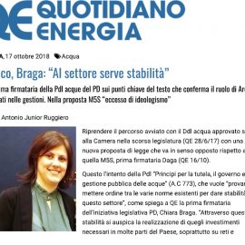 ACQUA, IDRICO: “Al settore serve stabilità”. Intervista a Quotidiano Energia