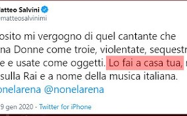 SALVINI: “La bestialità del suo tweet contro le donne”