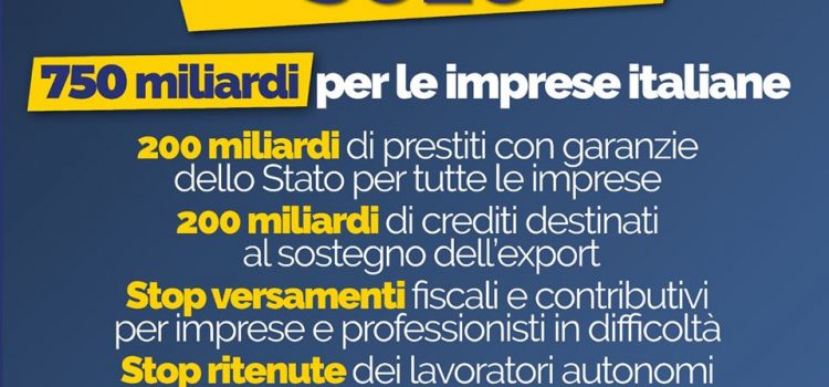 COVID-19, DL LIQUIDITA’: “Governo libera 750 miliardi di euro per le imprese italiane”