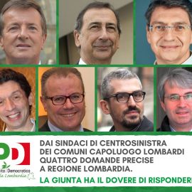 CORONAVIRUS: “Dai Sindaci di centrosinistra 4 domande precise a Regione Lombardia”