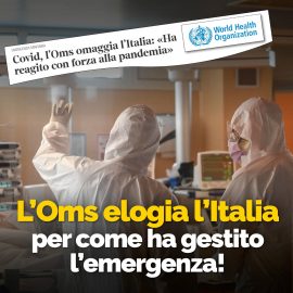 COVID19: “Oms elogia l’Italia per come ha gestito l’emergenza”