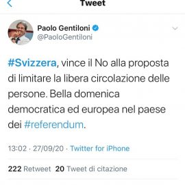 SVIZZERA, REFERENDUM CONTRO LIBERA CIRCOLAZIONE: “La Svizzera dice NO. Sovranisti battuti. Una bella notizia per l’Italia e l’Europa”