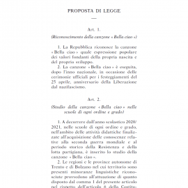 “BELLA CIAO”, espressione popolare dei valori democratici della Repubblica”