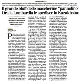 SANITA’ LOMBARDA, MASCHERINE-PANNOLINO: “Inadatte e inutilizzabili, Regione Lombardia le regala al Kazakistan. Pagandole di nuovo”