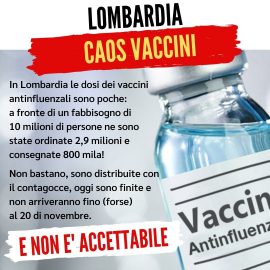 LOMBARDIA, CAOS VACCINI