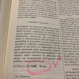 LEGGE DI BILANCIO: “Presentato ordine del giorno per potenziare il lavoro del Sistema nazionale di Protezione Ambientale”