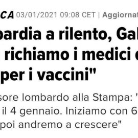 COVID19, VACCINAZIONI: “Parole di Gallera insulto a cittadini lombardi, a medici e operatori sanitari che da mesi combattono contro la pandemia”