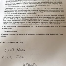 DL SOSTEGNI BIS: “Stop Imu 2021 ai proprietari con blocco sfratti”