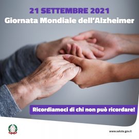 21 SETTEMBRE, GIORNATA MONDIALE DELL’ALZHEIMER