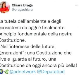 AMBIENTE IN COSTITUZIONE: “Tutela dell’ambiente e degli ecosistemi nell’interesse delle future generazioni”