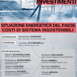 ENERGIA, SVILUPPO, INVESTIMENTI – CONVEGNO FILCTEM CGIL ROMA-LAZIO