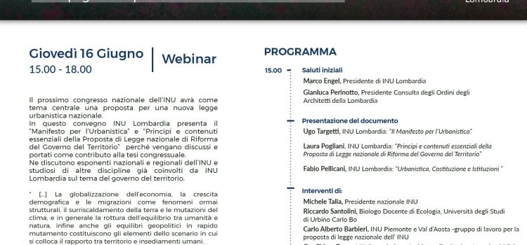 INU Lombardia: “LA NUOVA LEGGE URBANISTICA NAZIONALE” | ore 15:00-18:00 | Cascina Merlata Spazio Vivo, via Pier Paolo Pasolini,3 | MILANO
