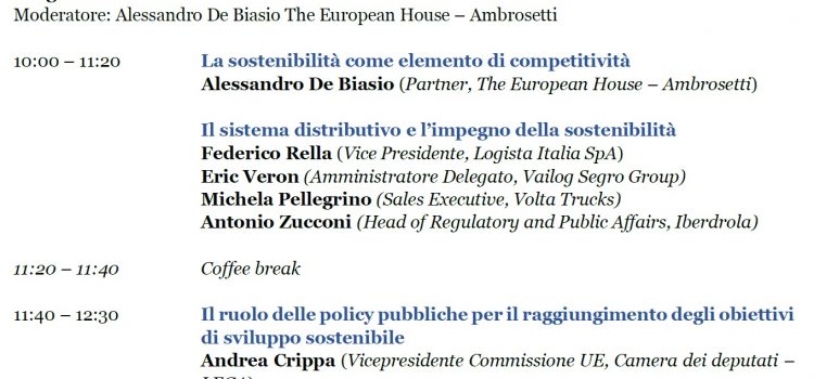 Logista Italia Spa e The European Hous-Ambrosetti: “LA LOGISTICA E LA SFIDA DELLA SOSTENIBILITA'” | ore 10:00 | on line | Logista Italia Spa e The European Hous-Ambrosetti: “LA LOGISTICA E LA SFIDA DELLA SOSTENIBILITA'” | ore 10:00 | on line |
