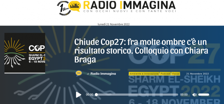 COP27, LA MIA INTERVISTA A RADIO IMMAGINA
