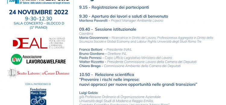22^ AMBIENTE E LAVORO | ore 9.30-13.30 | on line | BOLOGNA
