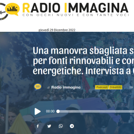 RADIO IMMAGINA: “Una manovra sbagliata senza risorse per fonti rinnovabili e comunità energetiche”