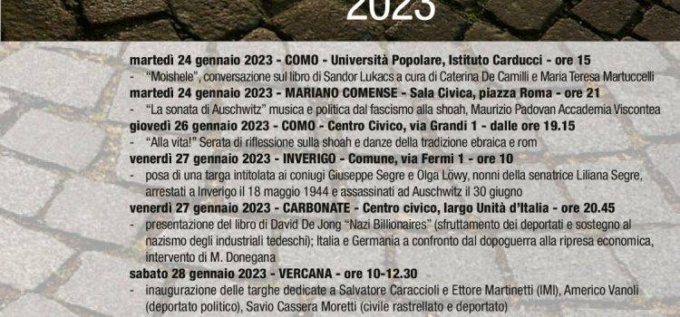GIORNATA DELLA MEMORIA – Le iniziative dell’Anpi provinciale di Como