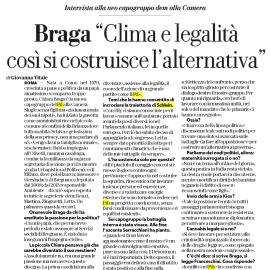 INTERVISTA A ‘LA REPUBBLICA’: “Clima e legalità, così si costruisce l’alternativa”