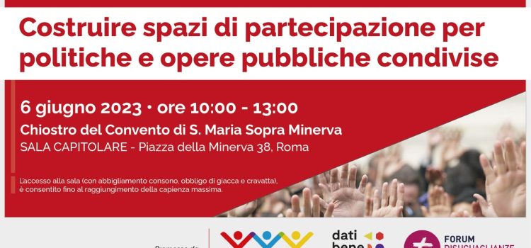 Cittadinanzattiva: “COSTRUIRE SPAZI DI PARTECIPAZIONE PER POLITICHE E OPERE PUBBLICHE CONDIVISE” | ore 10:00-13:00 | Senato della Repubblica | ROMA