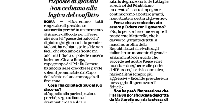 DISCORSO FINE ANNO MATTARELLA: “Dovremmo tutti ringraziare il Presidente Mattarella”