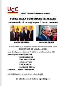 Unione Circoli Cooperativi: "35^ FESTA DELLA COOPERAZIONE ALBATESE" | ore 9:30 | Sala Felice Villa, via Canturina, 164 | COMO @ Sala Felice Villa | Como | Lombardia | Italia