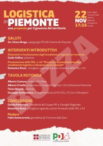 PD Piemonte: "LOGISTICA IN PIEMONTE. Una proposta per il governo del territorio" | ore 17:15 | Aula magna del Convitto Carlo Alberto Baluardo, via Partigiani, 6 | NOVARA @ Novara | Piemonte | Italia