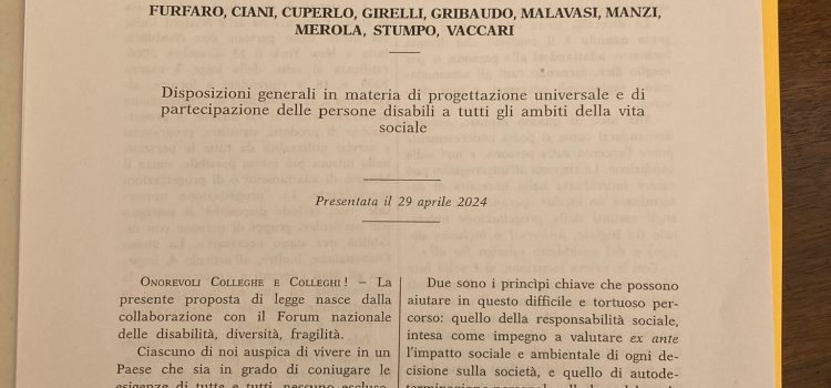 DISABILITA’: “Presentata proposta di legge Pd su progettazione e partecipazione delle persone disabili”