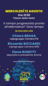 FESTA di VILLALUNGA: "IL CAMPO PROGRESSISTA PRONTO ALL'ALTERNATIVA? TERZO TEMPO" | ore 21:00 | Parco Secchia, via Smonto Brugnola | CASALGRANDE (RE) @ Parco Secchia | Emilia-Romagna | Italia