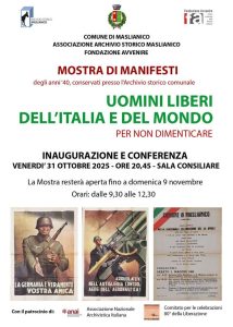 Fondazione Avvenire Como e Comune di Maslianico - Inaugurazione mostra: "UOMINI LIBERI DELL'ITALIA E DEL MONDO. PER NON DIMENTICARE" | ore 20:45 | Sala consiliare, via XX settembre, 43 | MASLIANICO (CO)