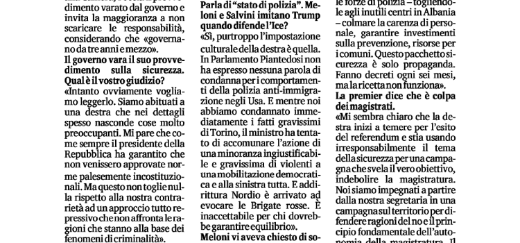 PACCHETTO SICUREZZA: “Solo repressione, più pene e nuovi reati non funzionano. Scudo penale, impraticabile pormessa di totale impunità”