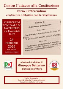 PD Erbese-Comitato "Società civile per il NO: "CONTRO L'ATTACCO ALLA COSTITUZIONE, VERSO IL REFERENDUM" | ore 21:00 | Auditorium comunale, via Provinciale, 47-49 | TAVERNERIO (CO) @ Auditorium Tavernerio | Tavernerio | Lombardia | Italia