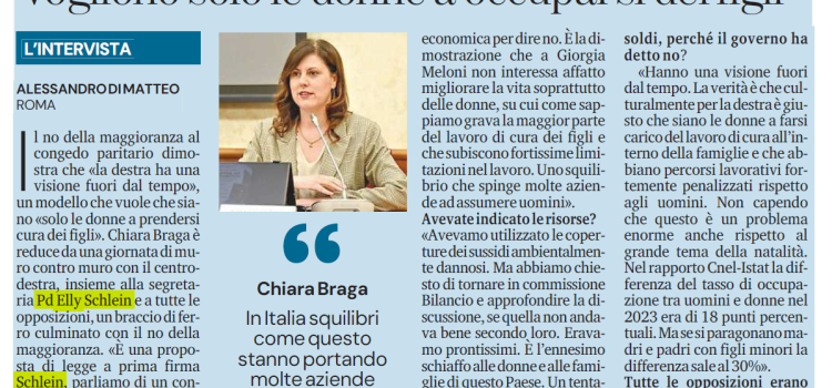 CONGEDO PARITARIO: “Bocciata dalla destra. Schiaffo a donne e famiglie”