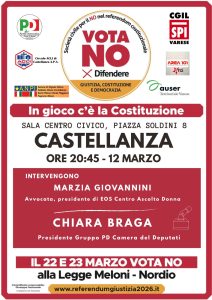 il PD Castellanza con Spi Cgil Varese, Acli, Anpi, Auser, Arci: "VOTA NO. IN GIOCO C'E' LA COSTITUZIONE" | ore 20:45 | Sala Centro Civico di piazza Soldini, 8 | CASTELLANZA (VA) @ Centro Civico | Castellanza | Lombardia | Italia