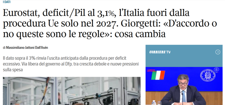 CONTI PUBBLICI: “Bocciata la politica economica del Governo”