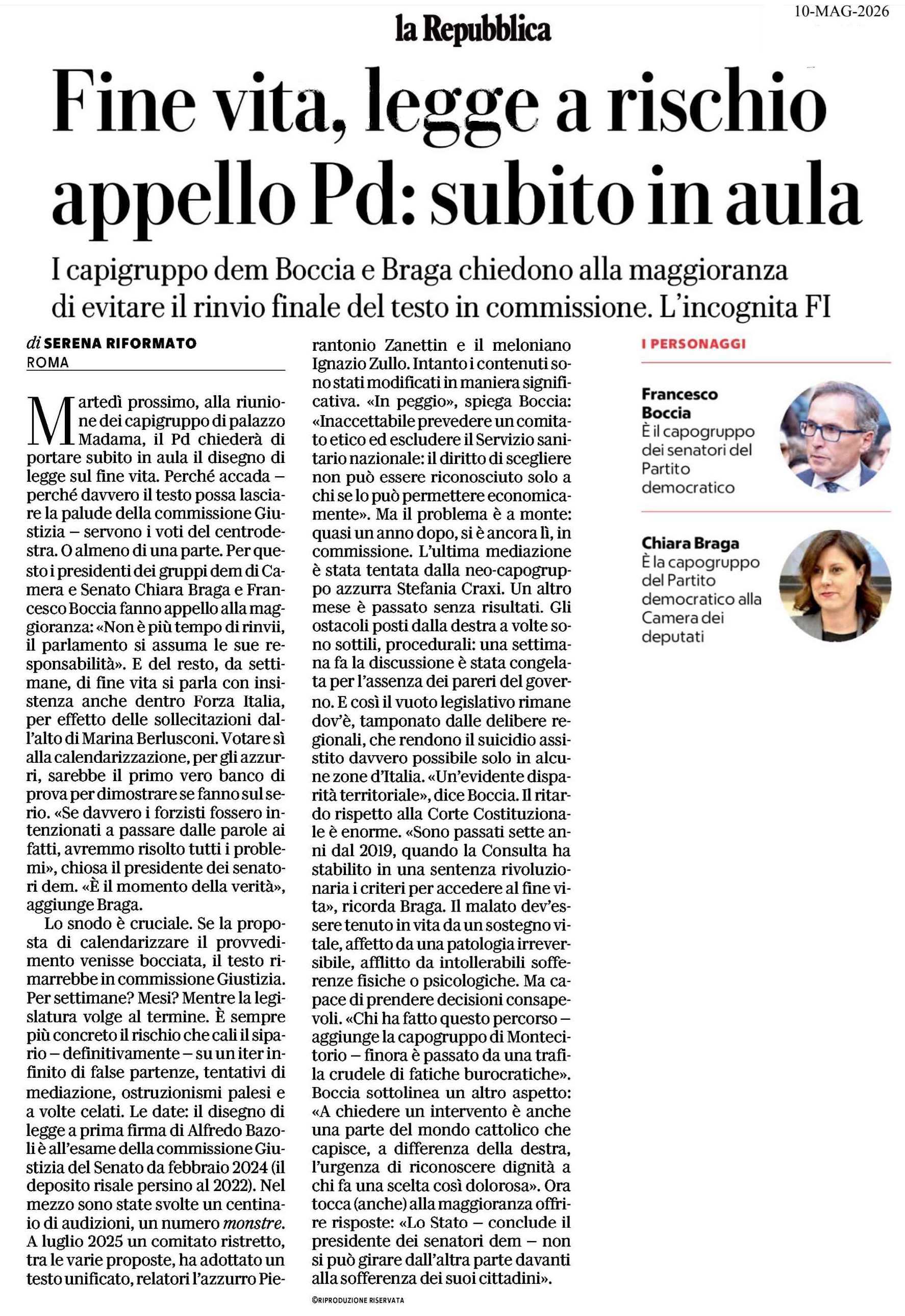 FINE VITA: “Legge subito in Aula. Basta tatticismi e rinvii”