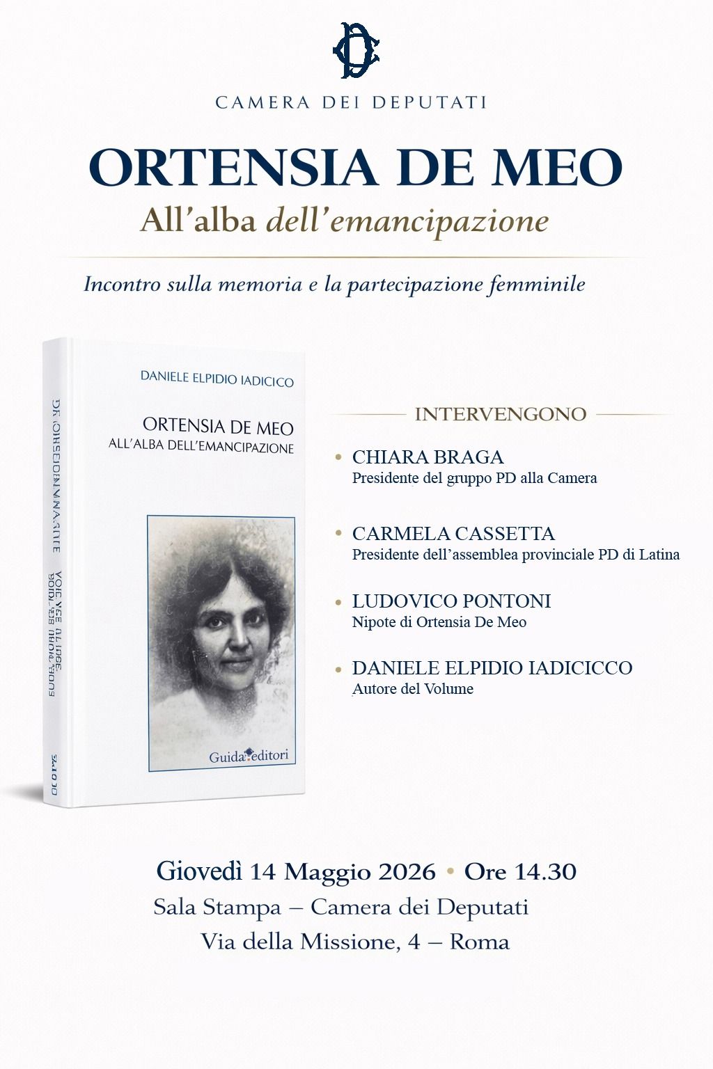 Camera Deputati, presentazione del libro: "ORTENSIA DE MEO. All'alba dell'emancipazione" di Daniele Elpidio Ladicicco | . @ Sala Stampa | Roma | Lazio | Italia