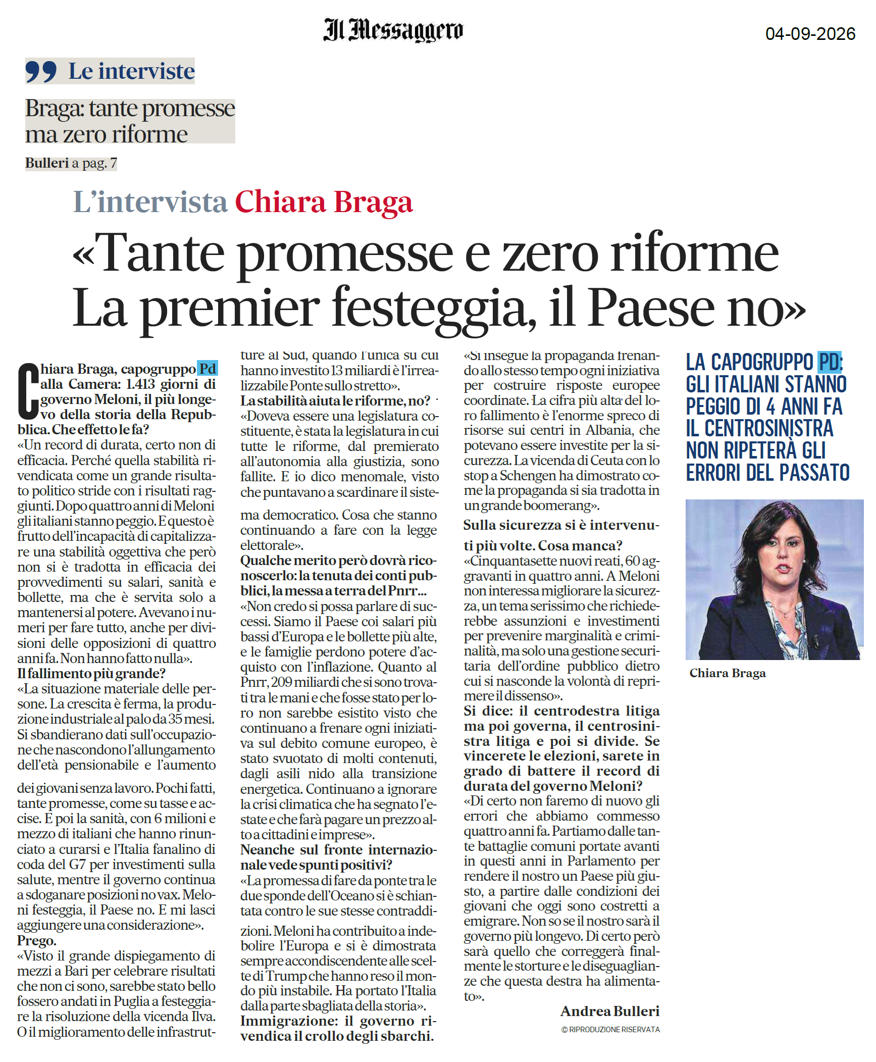 4 ANNI DI GOVERNO MELONI: “Tante promesse mancate e zero riforme.