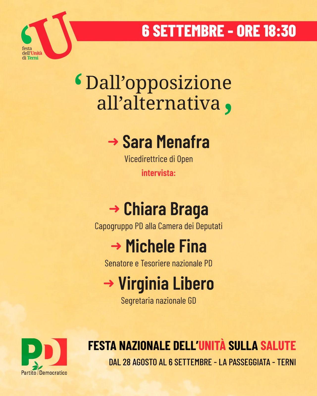 FESTA REGIONALE de l'UNITA' di TERNI: "DALL'OPPOSIZIONE ALL'ALTERNATIVA" | ore 18:30 | La Passeggiata | TERNI @ La Passeggiata | Terni | Umbria | Italia