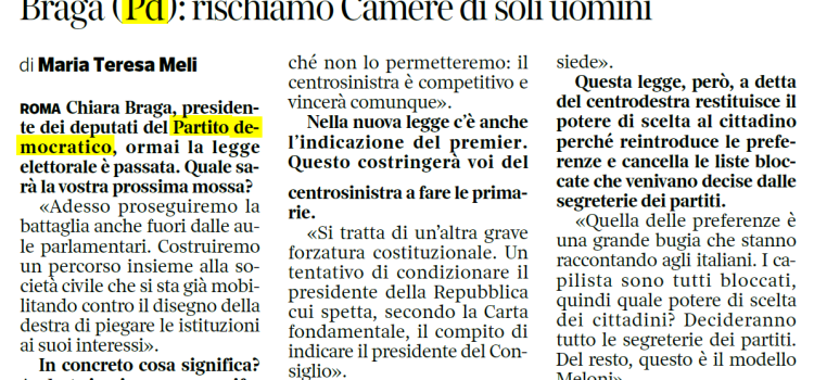 LEGGE ELETTORALE: “Incollati al potere. Chi vince governa, non “comanda””